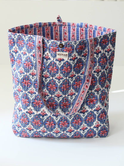 Nautical Nantucket print reversible tote -Small laptop bag