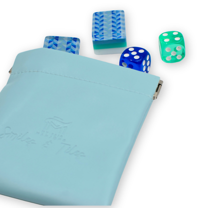 Coin, Dice, Extra Mahjong Tile Pouch  |  4x4" Bag  : Blue