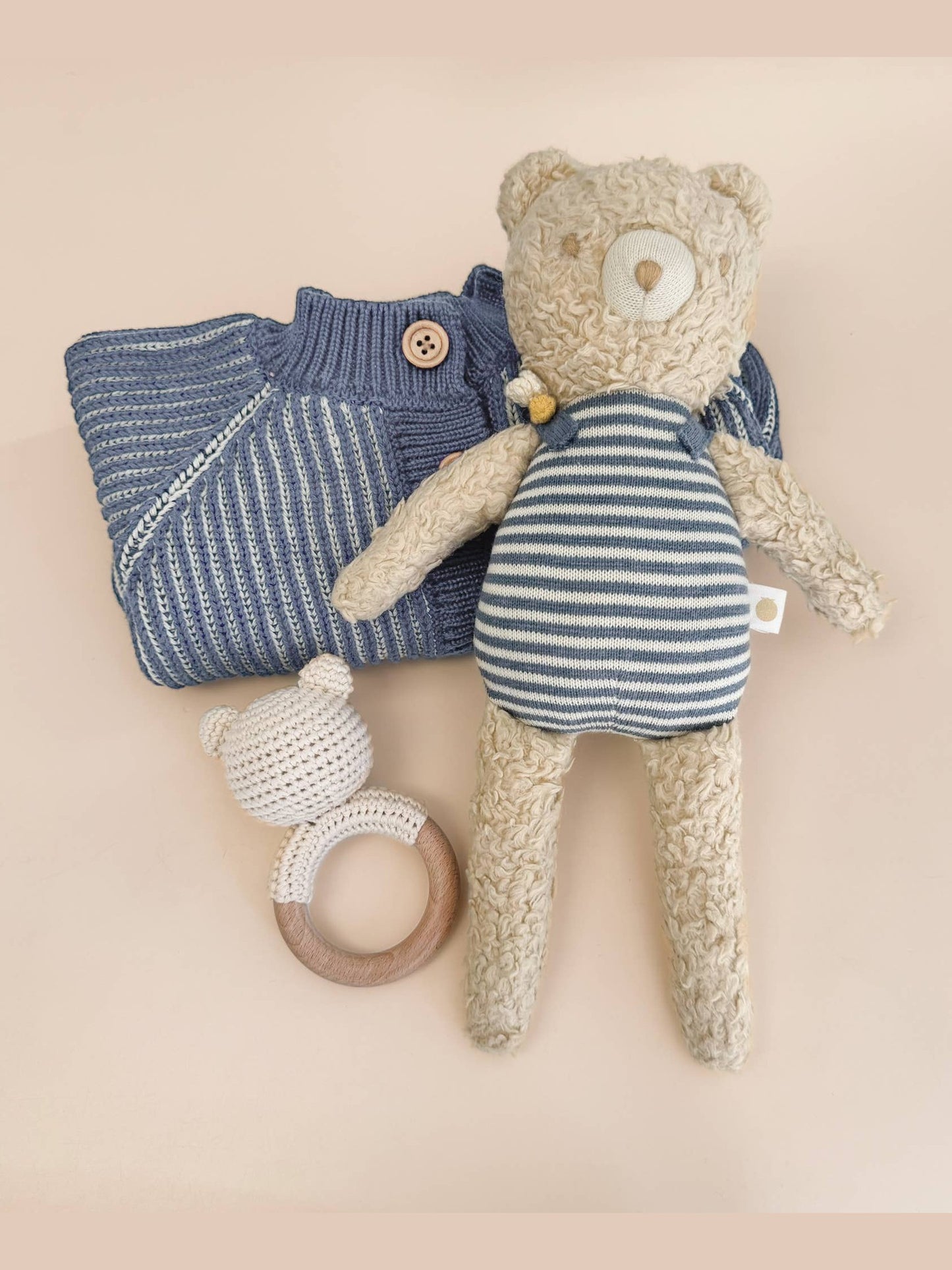 Cotton Brioche Cardigan Blue Baby Kid Stripe Sweater Clothes: 6-12m
