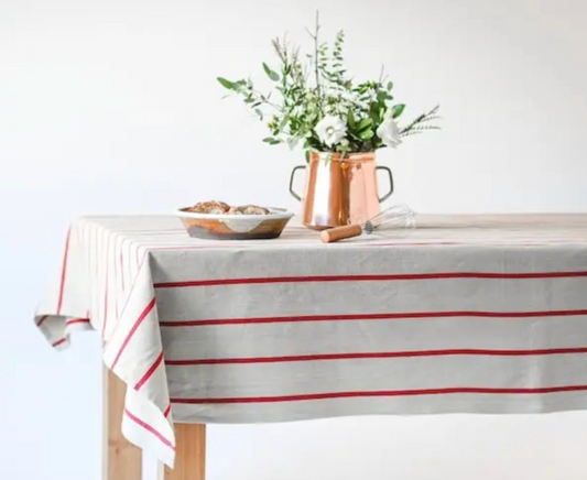 Galley and Fen Red Striped Tablecloth