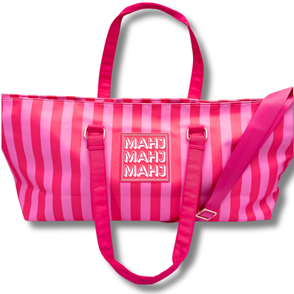 MAHJONG TOTE BAG  |  Wide with Zipper Closure: Arrows- Blue Tote Bag