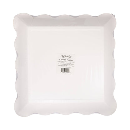 STN1242 - Cream Scalloped Square Plate