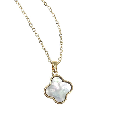 Mother of pearl clover necklace dainty: Gold