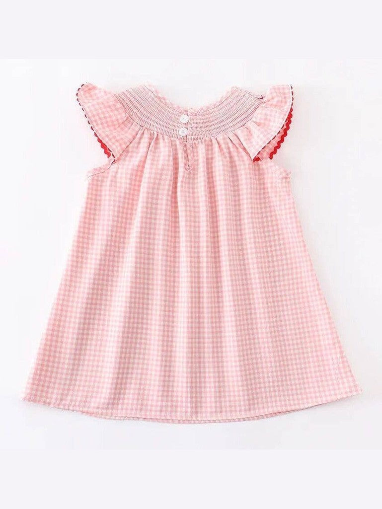 Baby Girls Strawberry Embroidered Plaid Smocked Dress