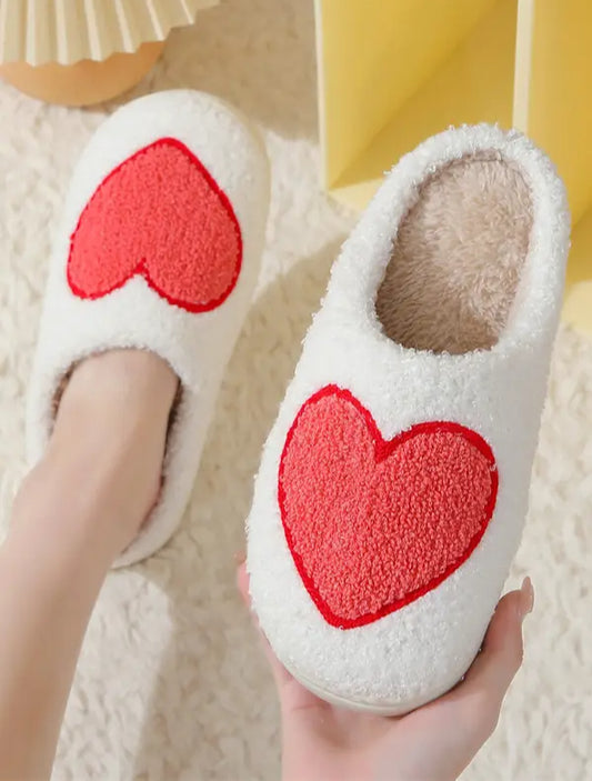 Valentine Heart Fleece Warm Soft Slipper