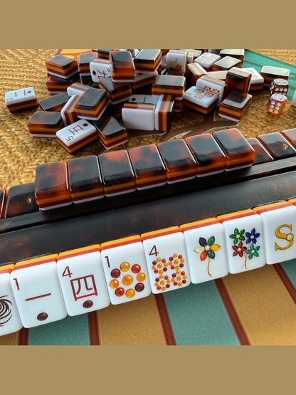 Tortoise Shell Mahjong Rack & Pusher Set Matte Finish: Tortoise Shell