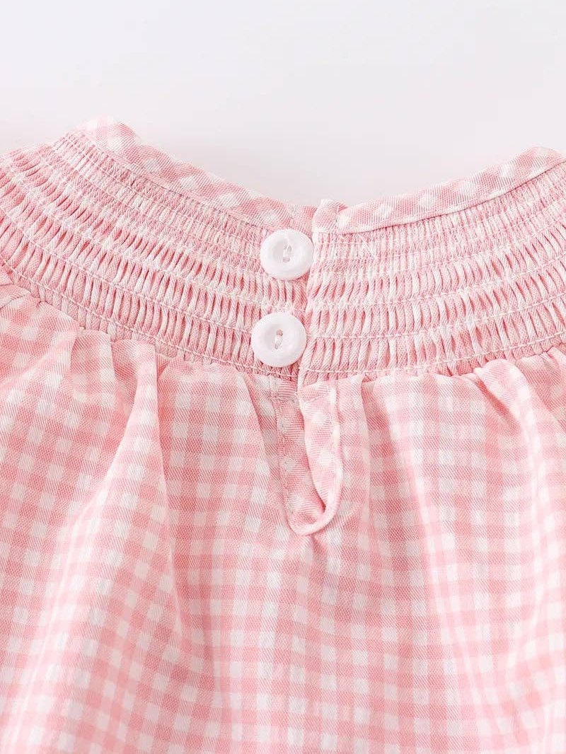 Baby Girls Strawberry Plaid Smocked Romper