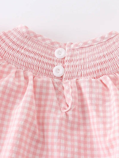 Baby Girls Strawberry Plaid Smocked Romper