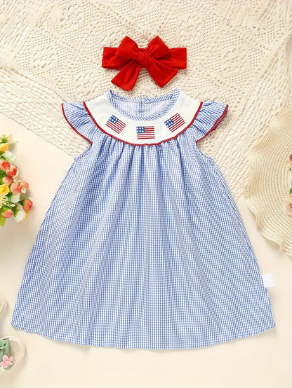 American Flag Smocked Girls' Dress