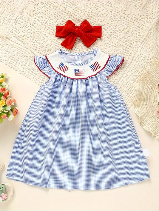 American Flag Smocked Girls' Dress