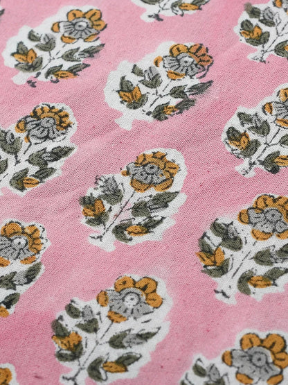 Poppy Pink Cotton Indian Hand-Block Printed Tablecloth