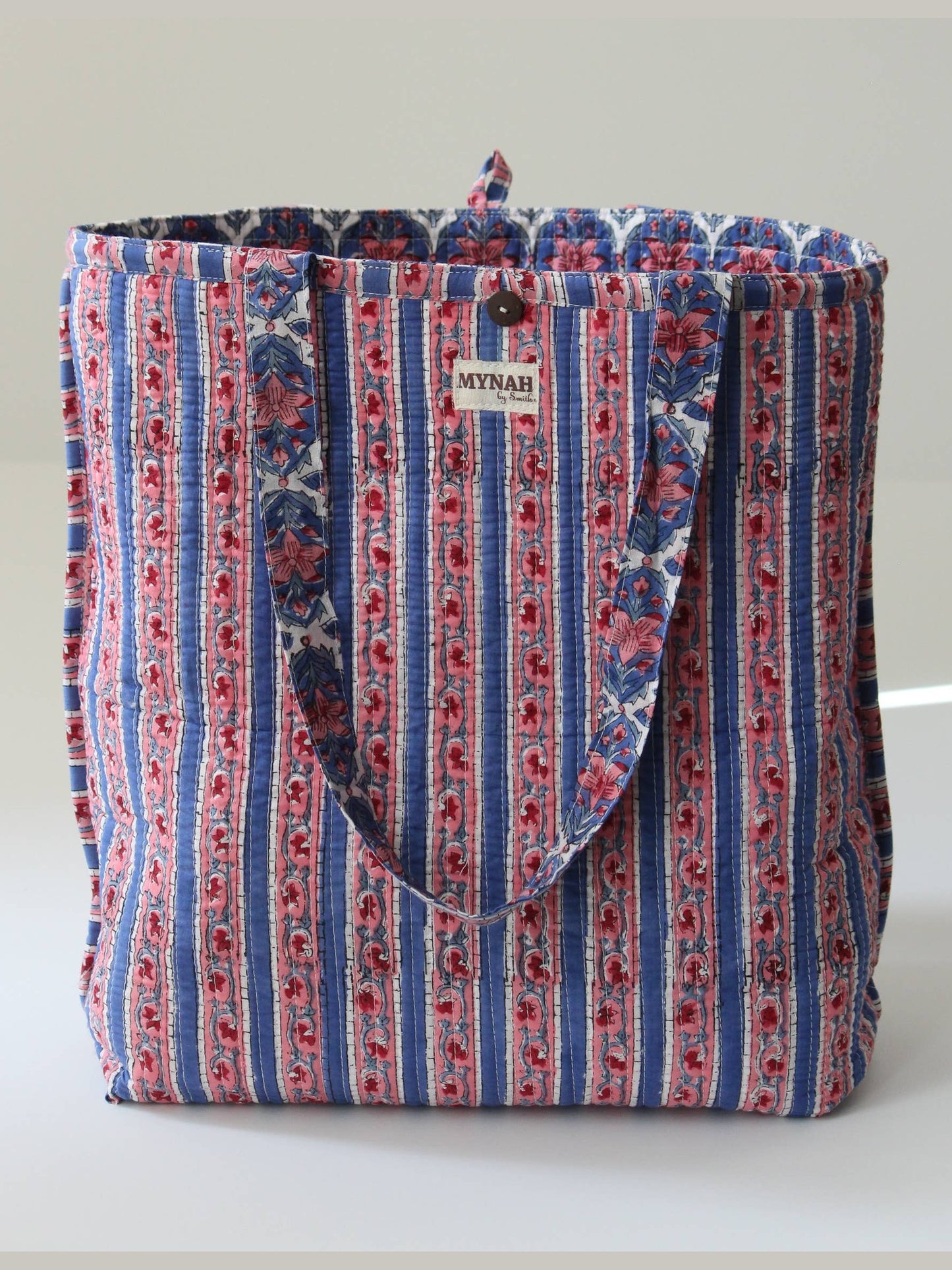 Nautical Nantucket print reversible tote -Small laptop bag