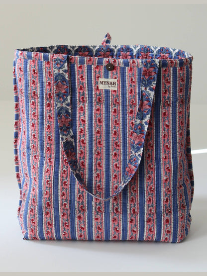 Nautical Nantucket print reversible tote -Small laptop bag