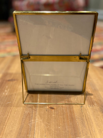 "Little Lamb" print in brass and glass easel frame