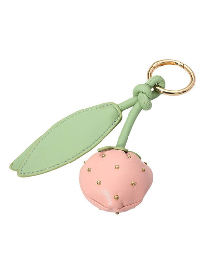 Faux Leather Plush Strawberry Keychain / Bag Charm: Red