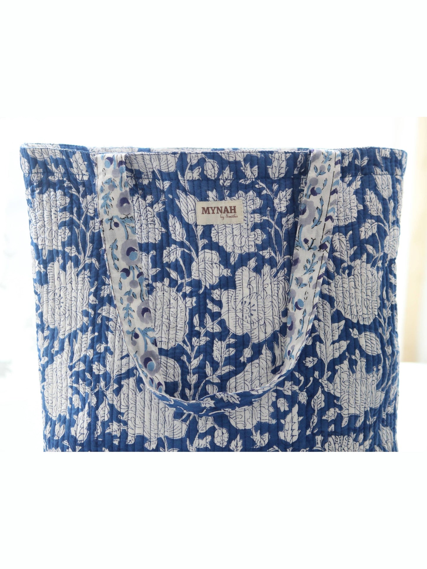 Porcelain floral print reversible tote bag-Small laptop bag