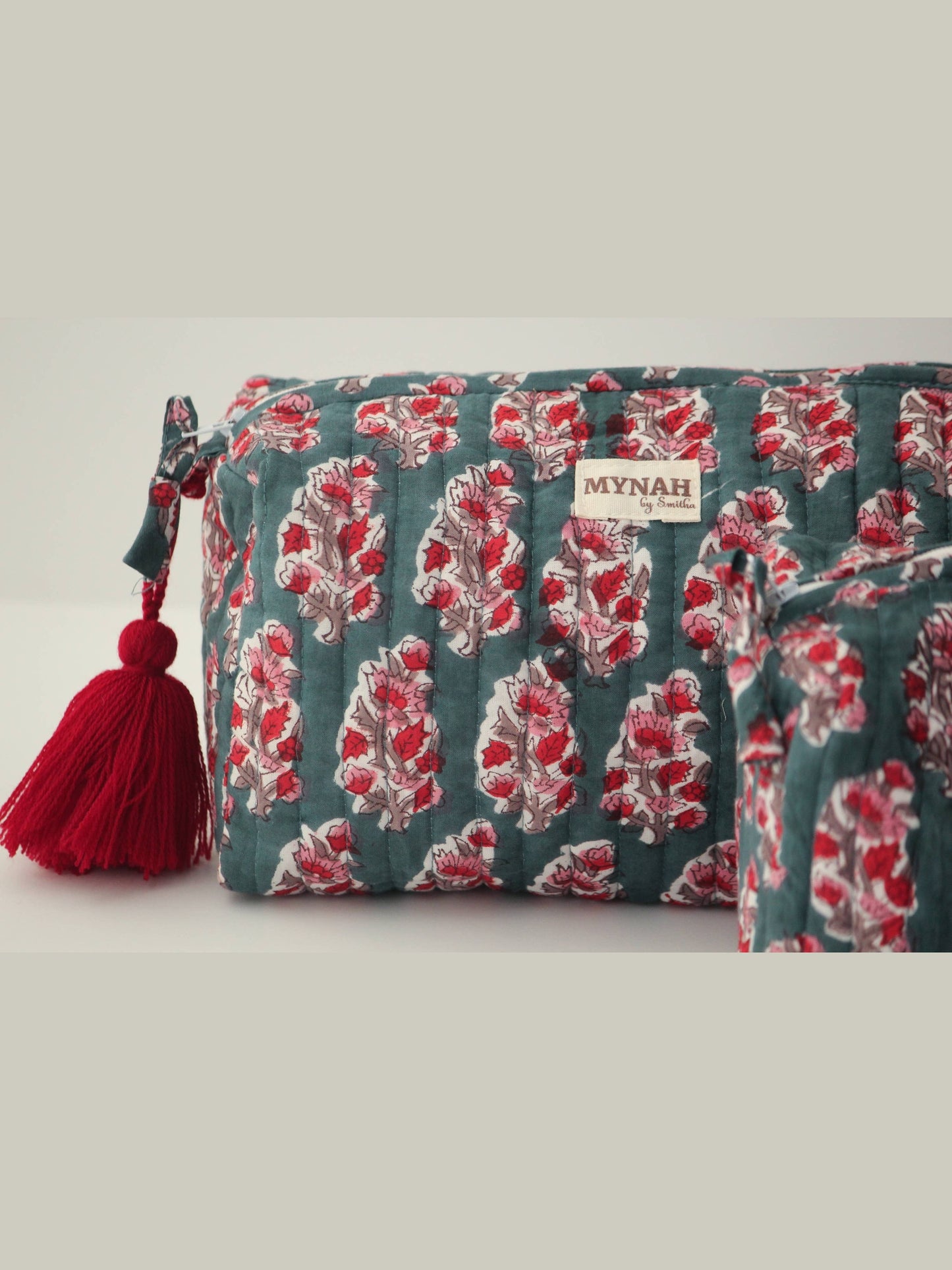 Emerald motif print travel/make up/organizer/bag-Set of 3
