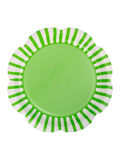 PAR1133 - Green Striped Scallops 9" Plate