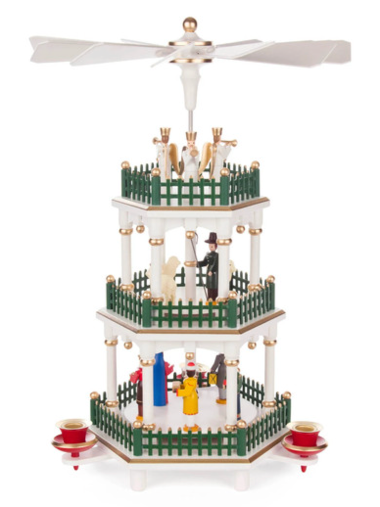 Holzteile Flath Nativity Pyramid (3 tiers, white for candles 14 mm)