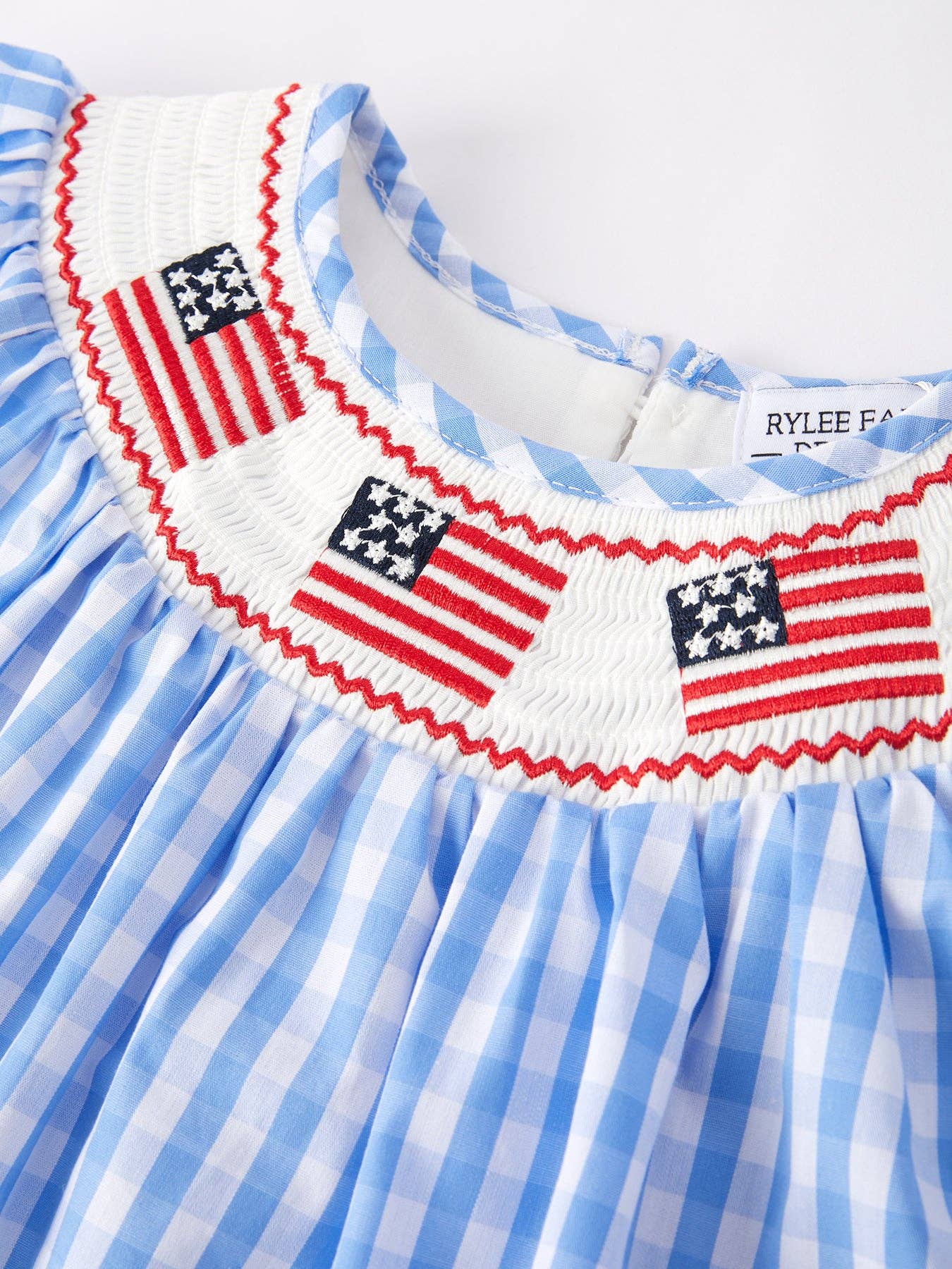 Flag Embroidery Smocking Girls Dress