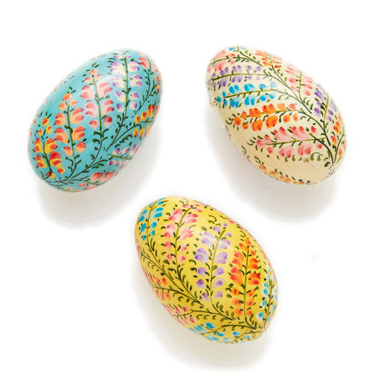 Flowering Vine Kashmiri Eggs - Set of 3