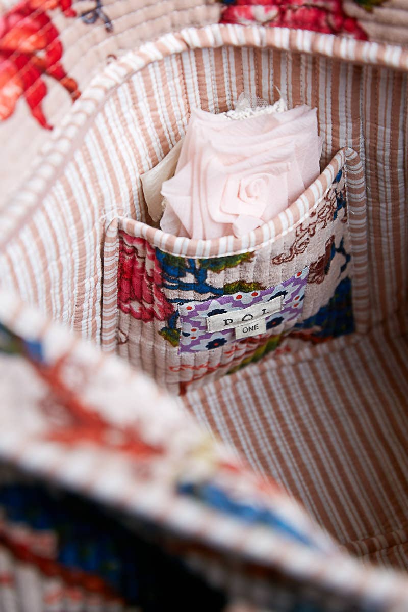 Quilted Large Everyday Tote Bag: BLUSH