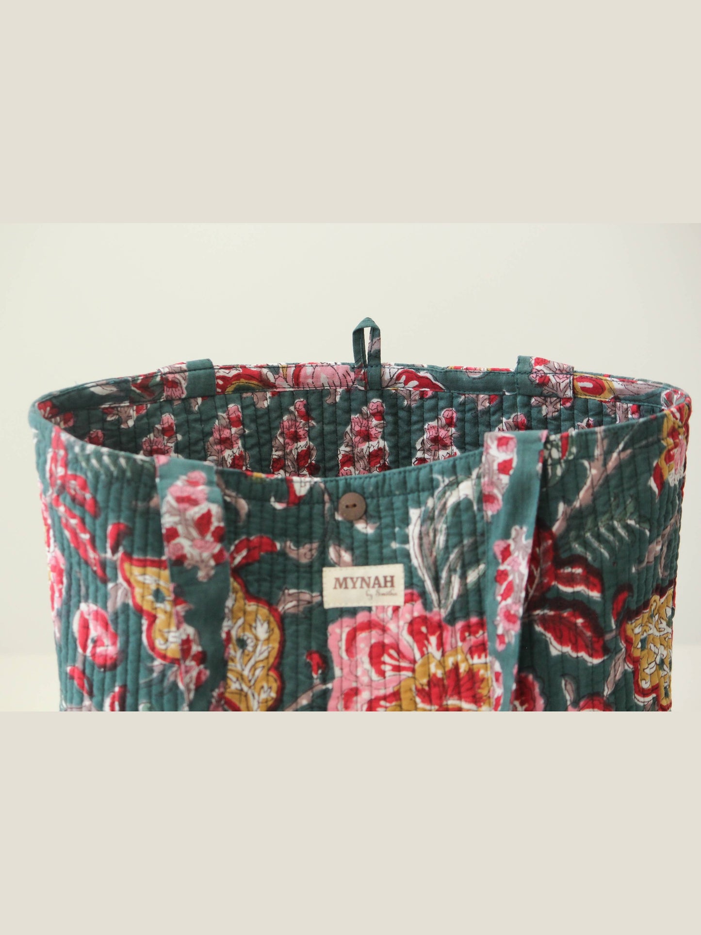 Emerald garden print reversible tote bag-Small laptop bag