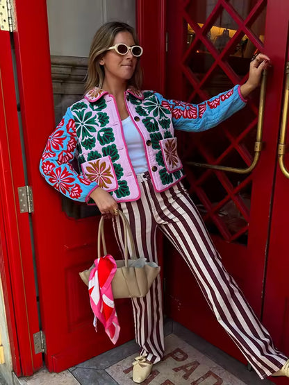 Autumn Floral Printed Cotton Jacket