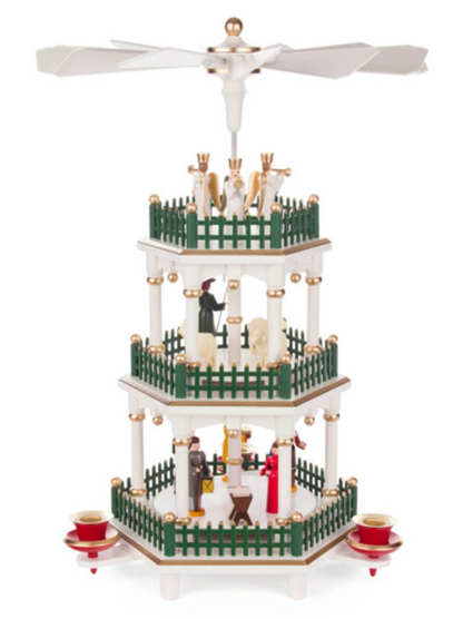 Holzteile Flath Nativity Pyramid (3 tiers, white for candles 14 mm)