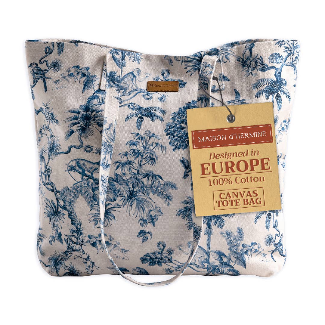 Canvas Tote Bag 100% Cotton Bonobo - Blue - 17.7" x 14.5"