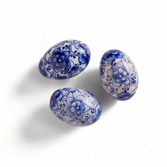 Indigo Bloom Ceramic Easter Eggs - Set of 3