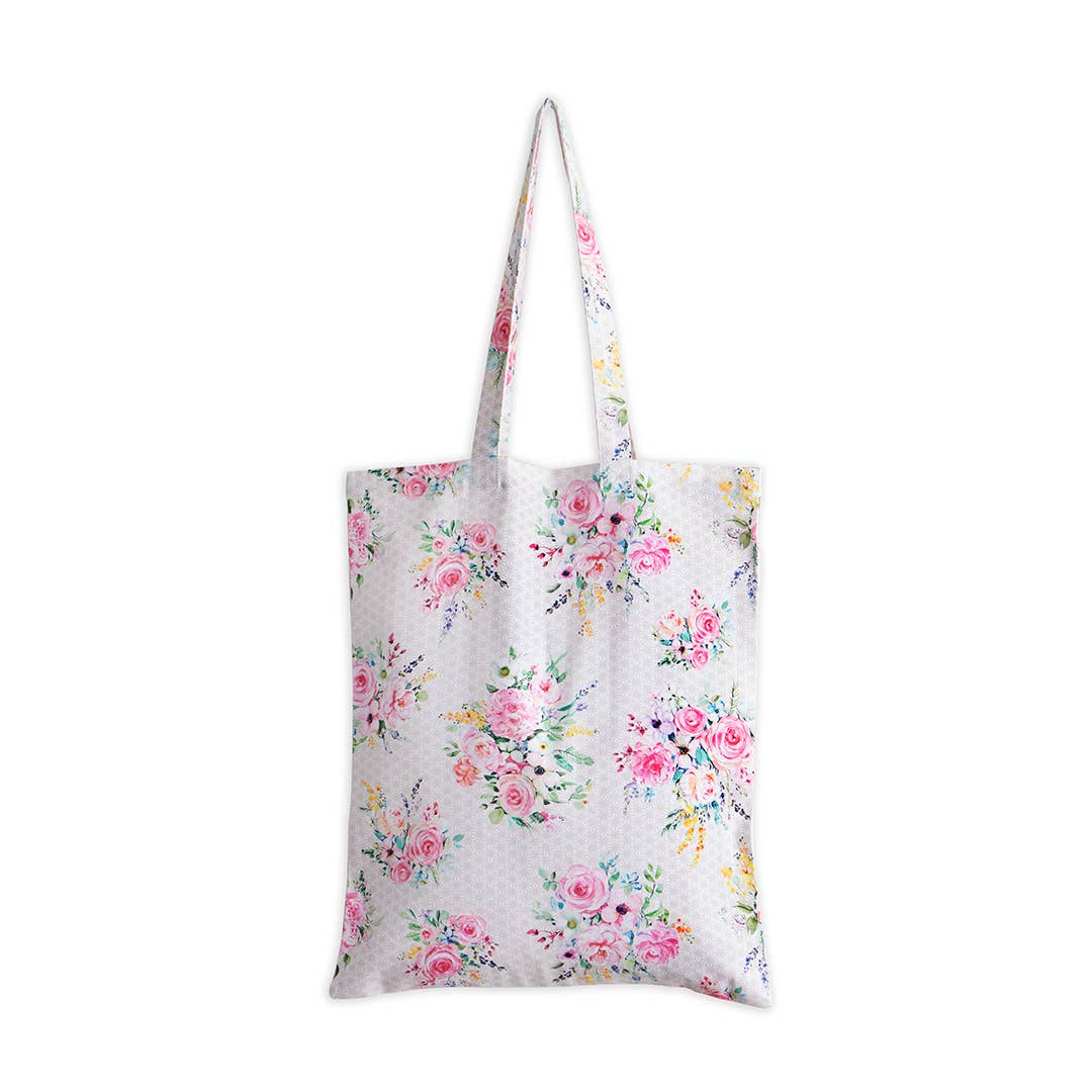 Tote Bag 100% Cotton - Sweet Rose Lavender -Lush - 14" x 17"