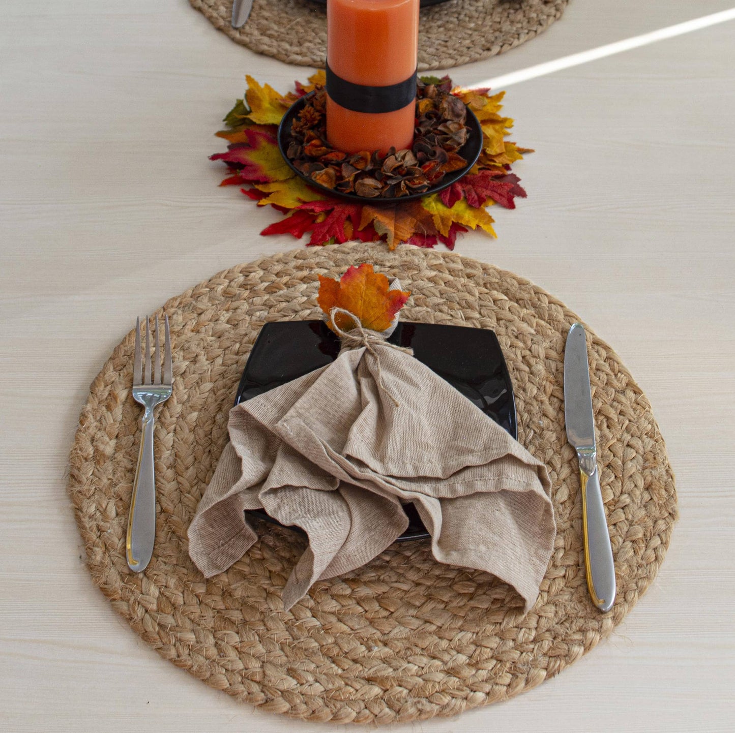 Natural Jute Hand Braided Round Placemats, Set of 4- 15 Inch diameter
