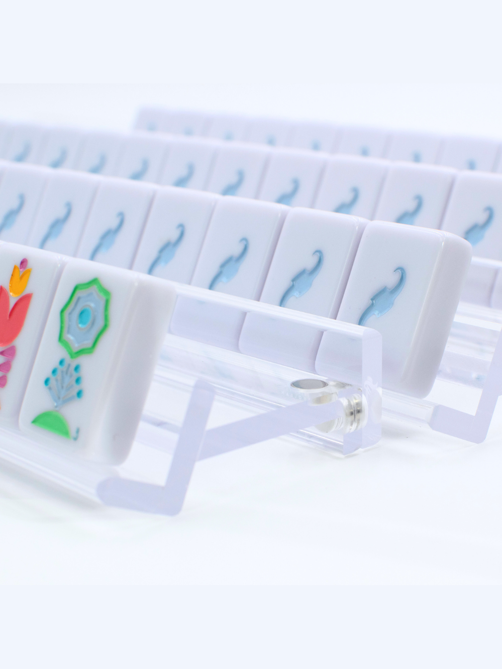20" MAHJONG RACKS | Premium Acrylic | 4 Racks + 4 Pushers: Transparent Clear