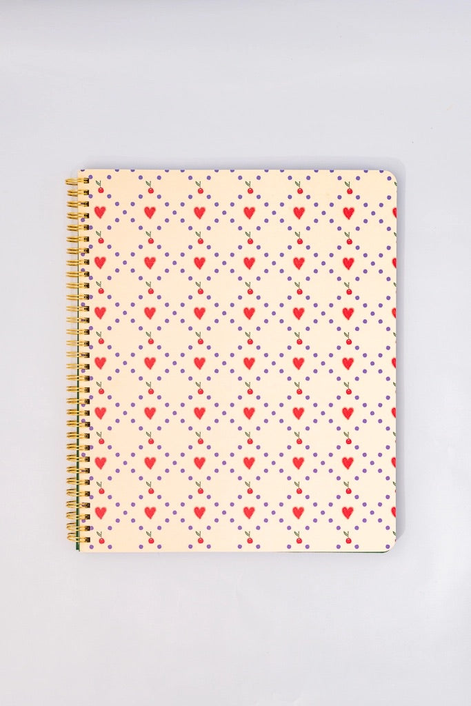 Rough Draft Large Notebook, Cherry Hearts