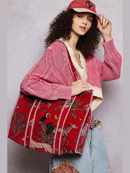 Quilted Large Everyday Tote Bag: Yellow / OS