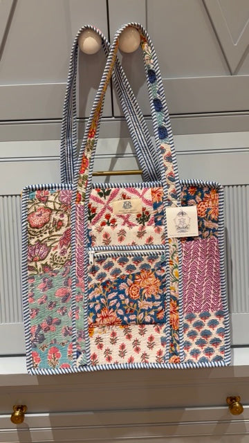 Wildflower Patch | Large Quilted Zipper Tote Bag