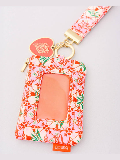 Wristlet, Pink Tile Floral