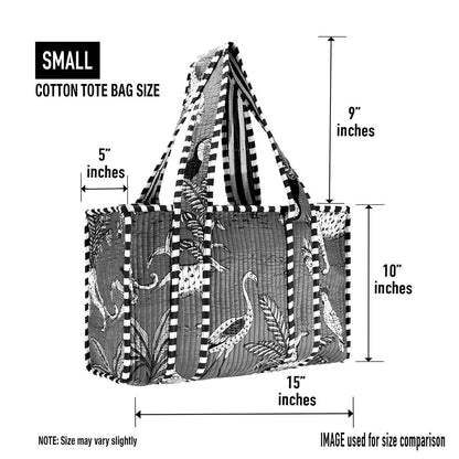 Cotton Block Print Tote Bag- Small & Large: Large