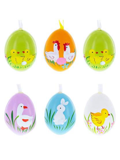 Set of 6 Real Eggshell Bunny and Friends Easter Egg Ornaments