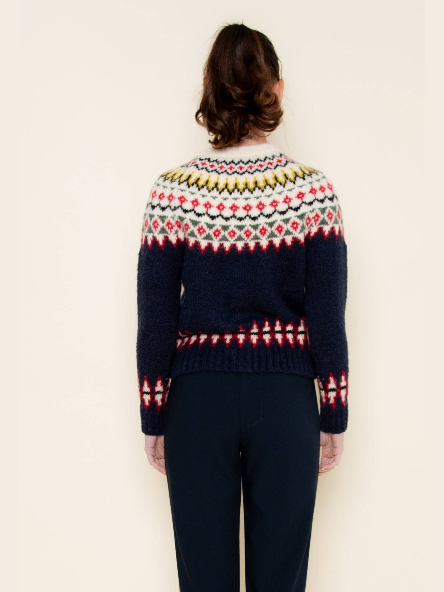 FAIR ISLE KNIT SWEATER BUTTON-DOWN CARDIGAN