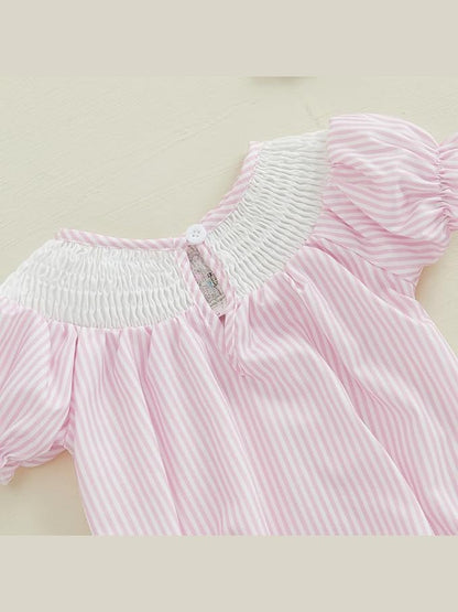 Baby Girl Easter Outfit Bunny Embroidery Smocked Bubble Romper