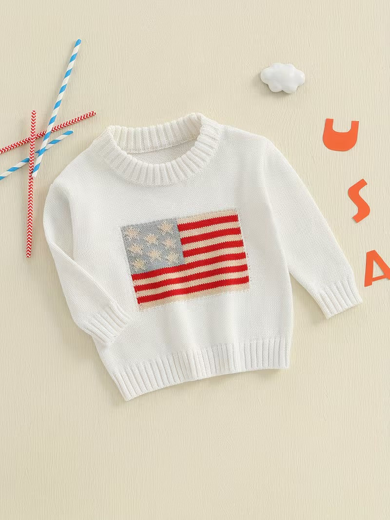 Children's USA Flag Sweater- White