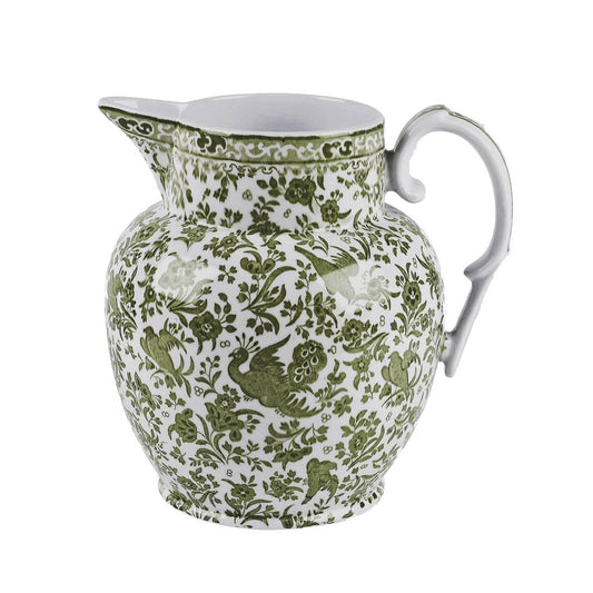 Green Regal Peacock Large Etruscan Jug Special Order