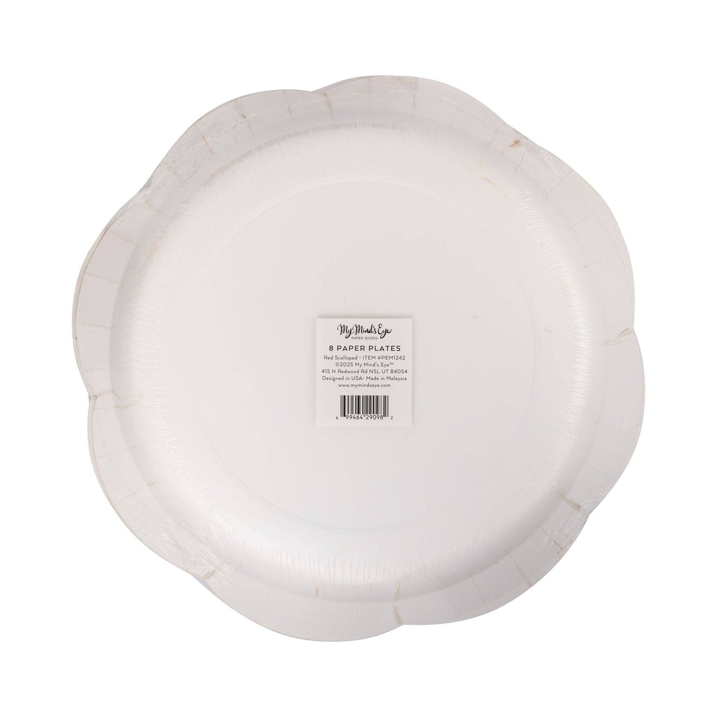 PEM1242 - Red Scalloped Cream Lines Plate