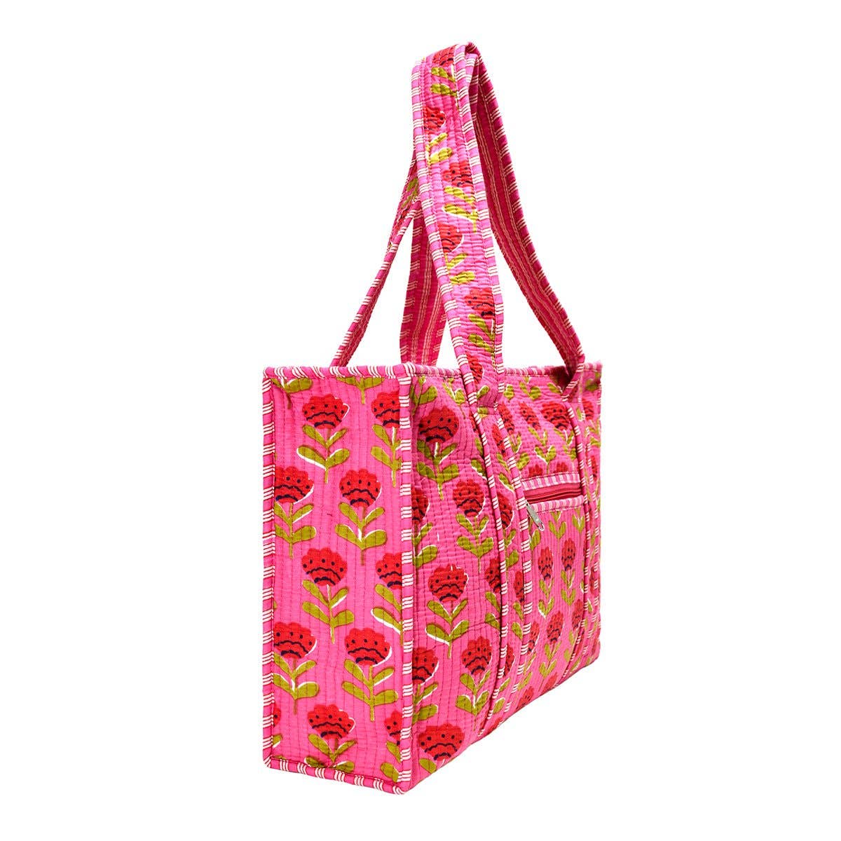 Cotton Block Print Tote Bag- Small & Large: Small