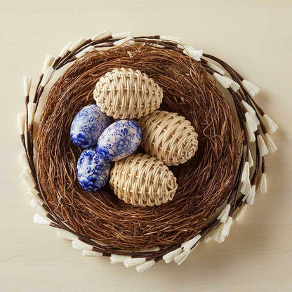 Indigo Bloom Ceramic Easter Eggs - Set of 3