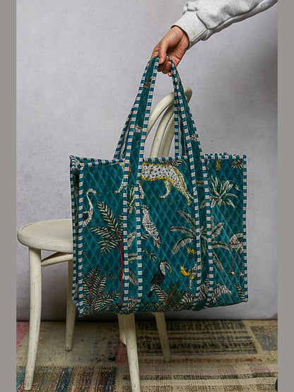 Quilted Large Everyday Tote Bag: Yellow / OS