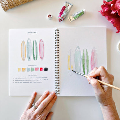 Tropical watercolor paint workbook