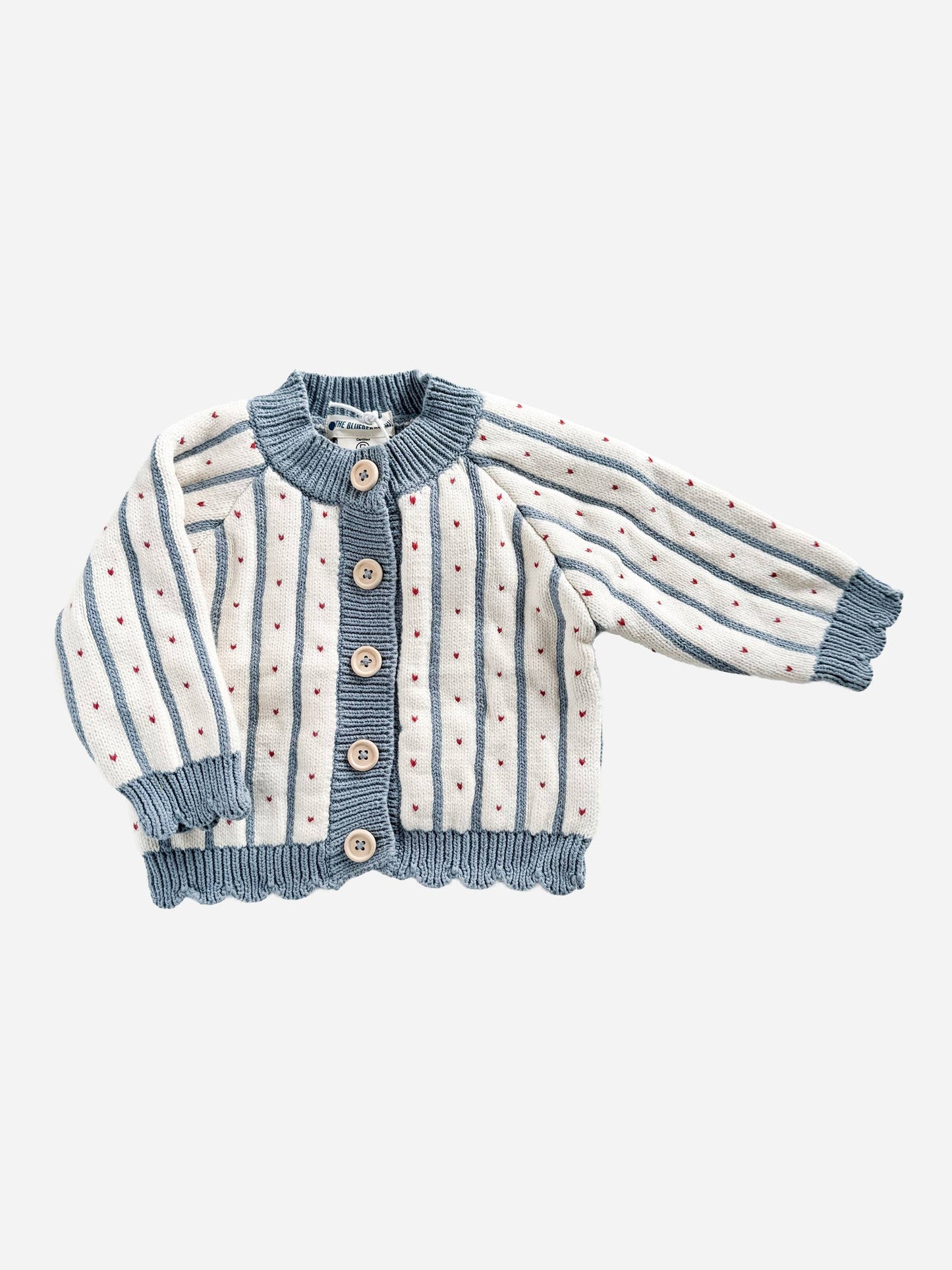 Cotton Stripe Heart Cardigan